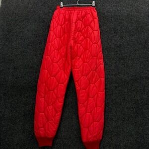 Vintage Red Quilted Thermal Liner Pants Men's Red Puff Insulated Trousers 60s